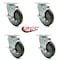 Service Caster 5 Inch Gray Polyurethane Wheel Swivel Top Plate Caster Set with Brake SCC SCC-20S514-PPUB-TLB-TP2-4 - alternate 2